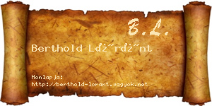 Berthold Lóránt névjegykártya